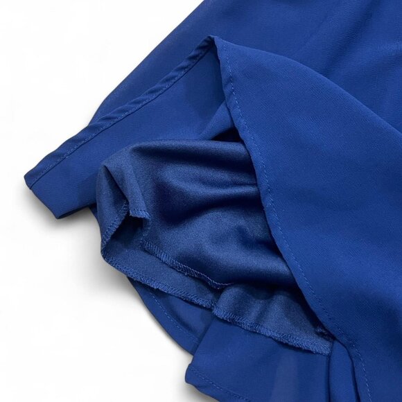 Navy‎ Blue Sleeveless A-Line Mini Dress Cinched Waist Spaghetti Strap Small Knee - Picture 3 of 4